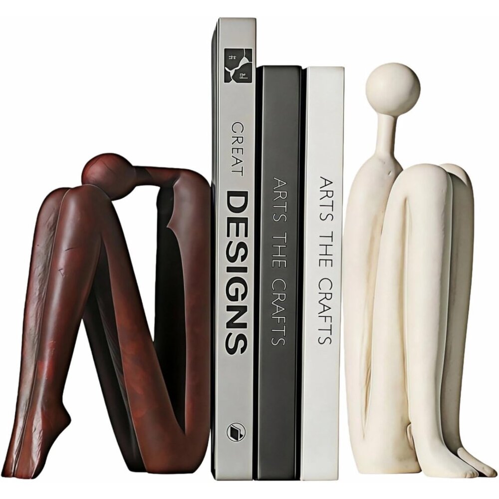 Book Ends for Shelves，Bookends for Heavy Books Resinous Thinker Statue，Decorativ